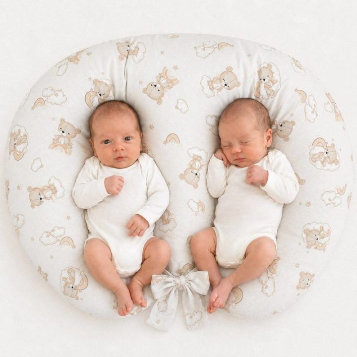 Replacement Cover for Twin Nursing Pillow BOBONO – 100% medvilnė, rainbow bear