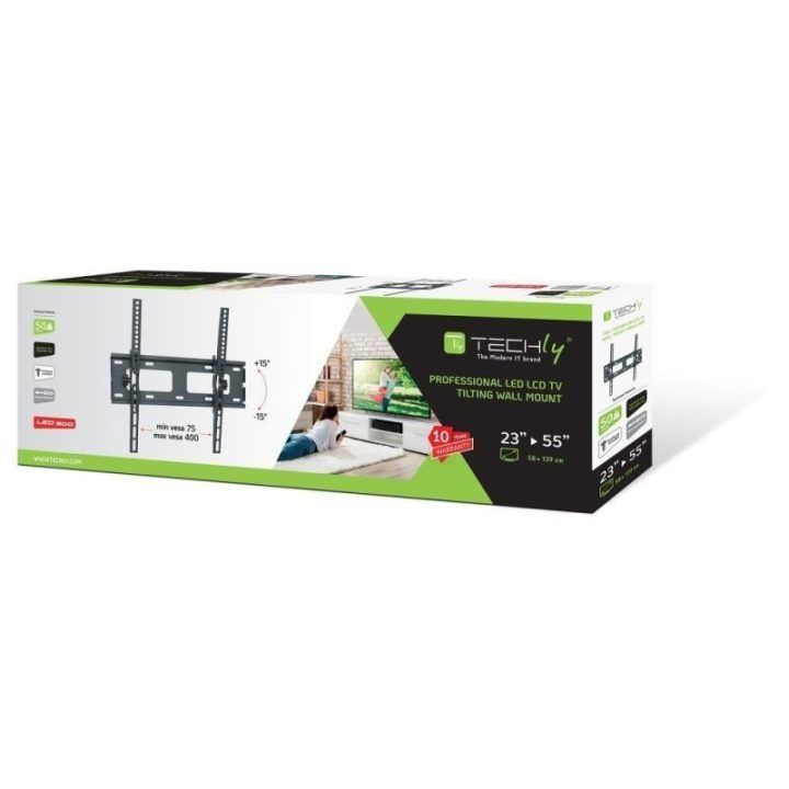 TECHLY sieninis TV laikiklis LED/LCD 23–55" iki 50 kg, plonas