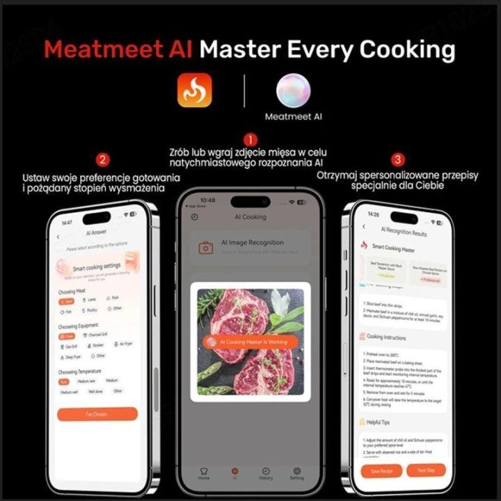 Bluetooth mėsos termometras Meatmeet S Pro, pilkas