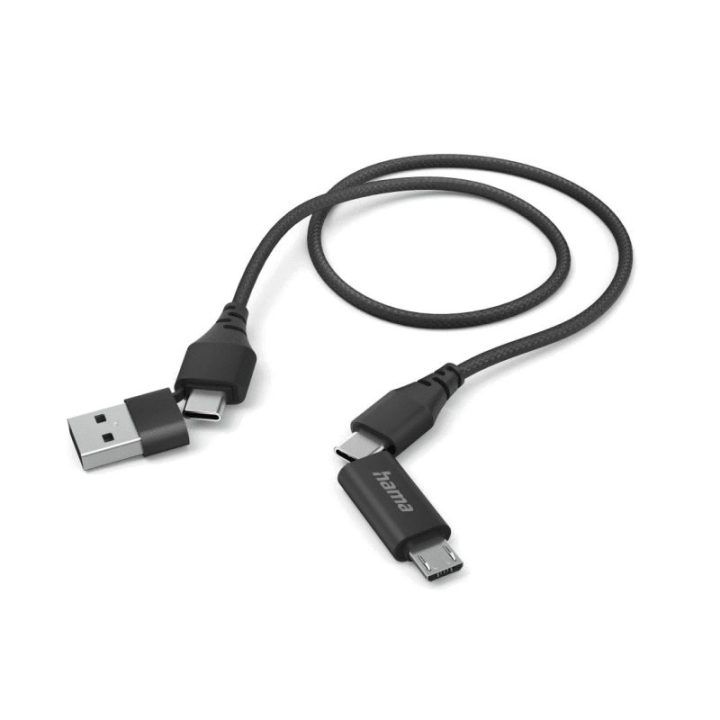 Hama 4-in-1 daugiafunkcis įkrovimo laidas 1,5 m, juodas
