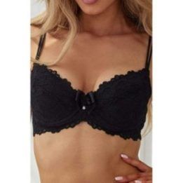 Juoda push-up liemenėlė su nėriniais Róża