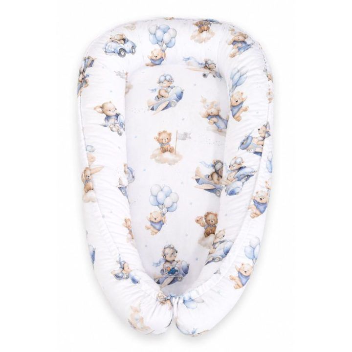 Dvipusis kūdikio lizdelis-kokonas My Sweet Baby Blue Sky Bears