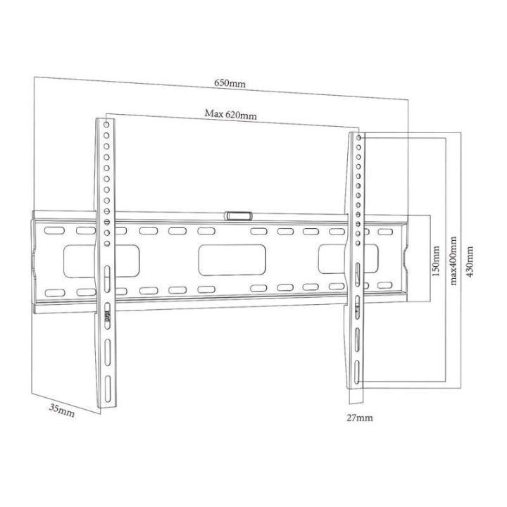 Sieninis TV laikiklis iki 100", 80 kg, VESA 600 × 400