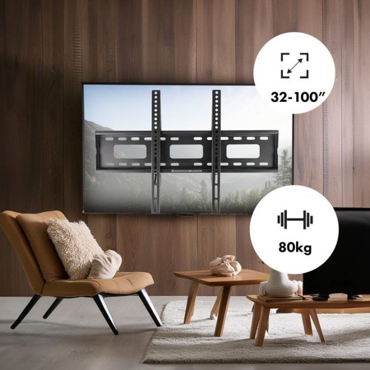 Sieninis TV laikiklis iki 100", 80 kg, VESA 600 × 400
