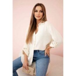Moteriška oversize muslino palaidinė, šviesiai smėlio spalvos