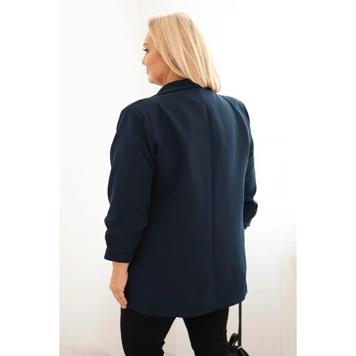 Moteriškas Plus Size švarkas, tamsiai mėlynos spalvos