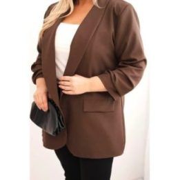 Moteriškas Plus Size švarkas, rudos spalvos