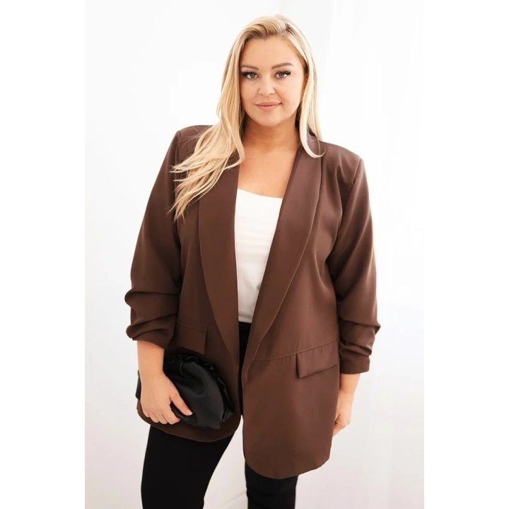 Moteriškas Plus Size švarkas, rudos spalvos