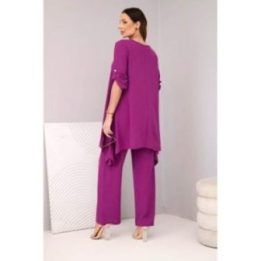 Moteriškas komplektas su palaidine ir kelnėmis, violetinės spalvos
