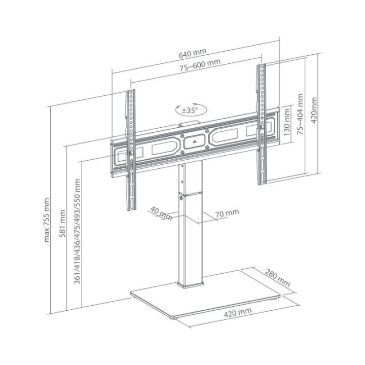 Televizoriaus grindinis stovas Sbox FS-306, 37–75", iki 40 kg