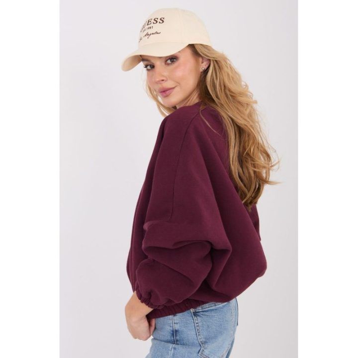 Burgundiškas džemperis su užtrauktuku