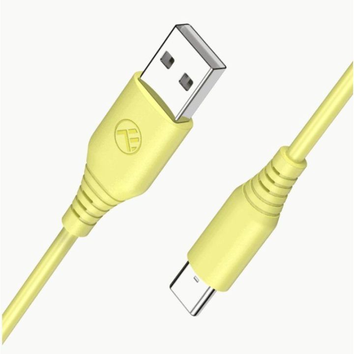 Tellur USB-A į USB-C silikoninis laidas 3 A, 1 m, geltonas