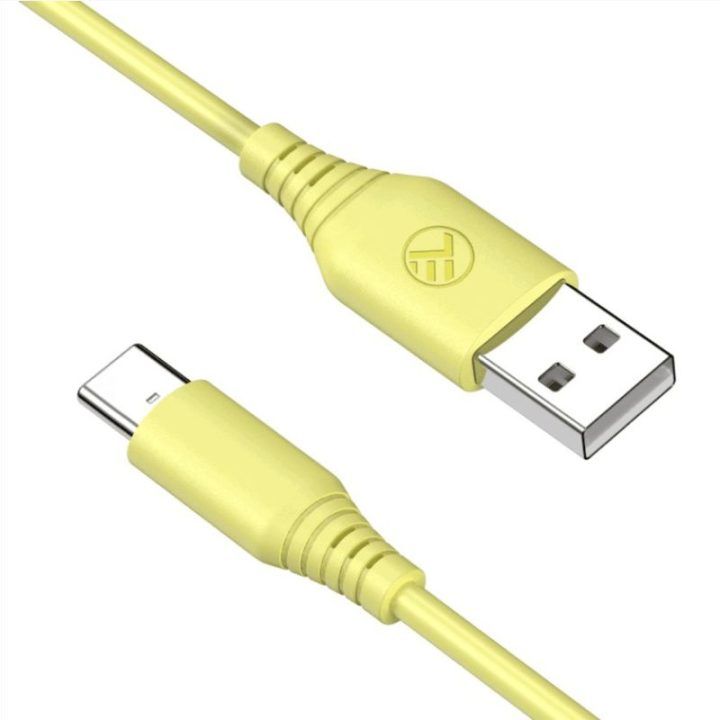 Tellur USB-A į USB-C silikoninis laidas 3 A, 1 m, geltonas