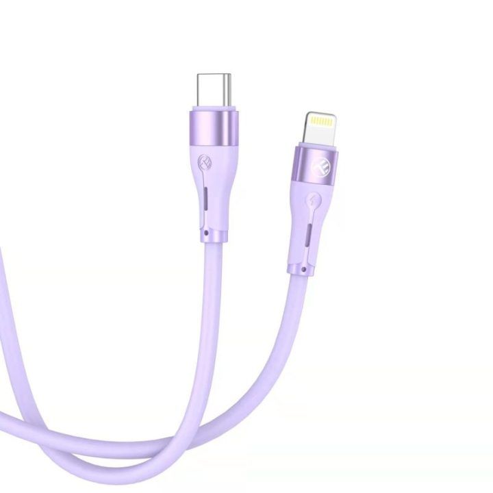 Tellur silikoninis USB-C į Lightning laidas PD 30 W, 1 m, violetinis