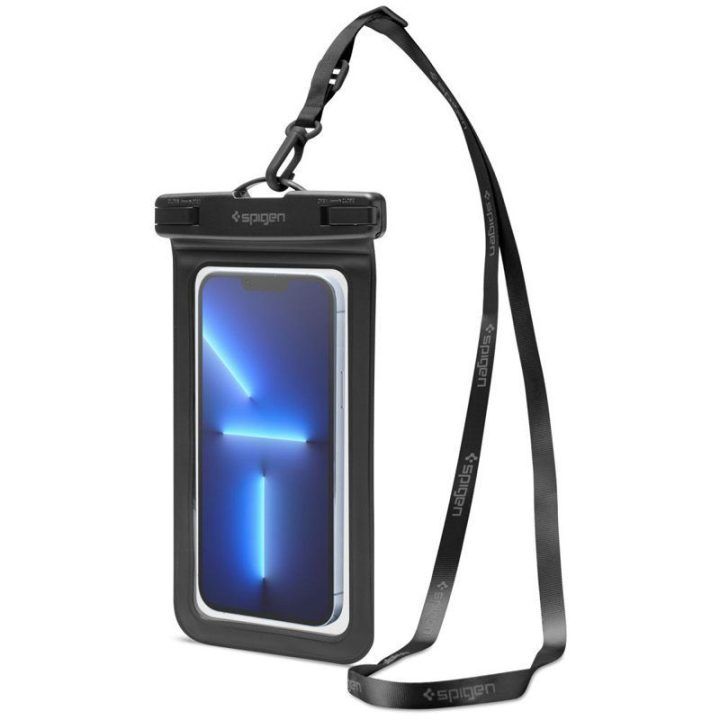 Spigen A601 vandeniui atsparus dėklas telefonams iki 6,9", juodas