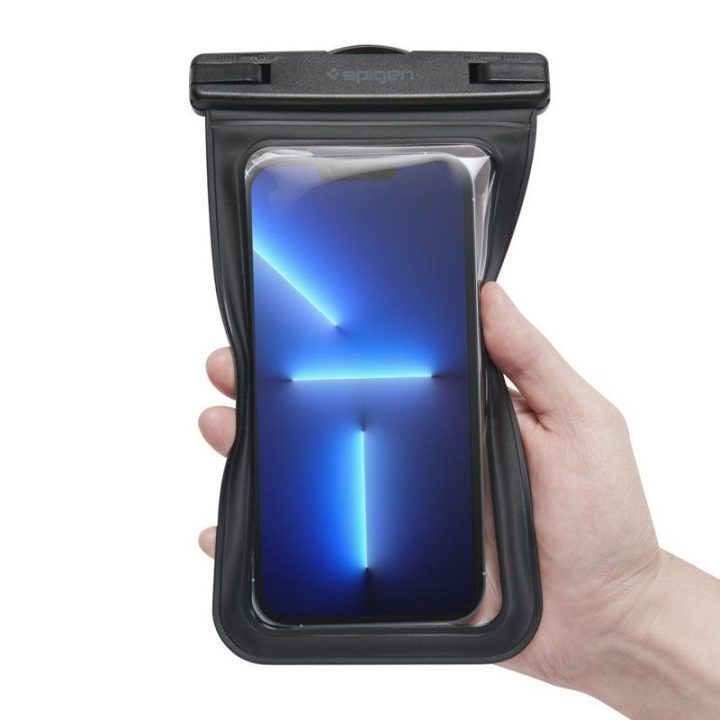 Spigen A601 vandeniui atsparus dėklas telefonams iki 6,9", juodas