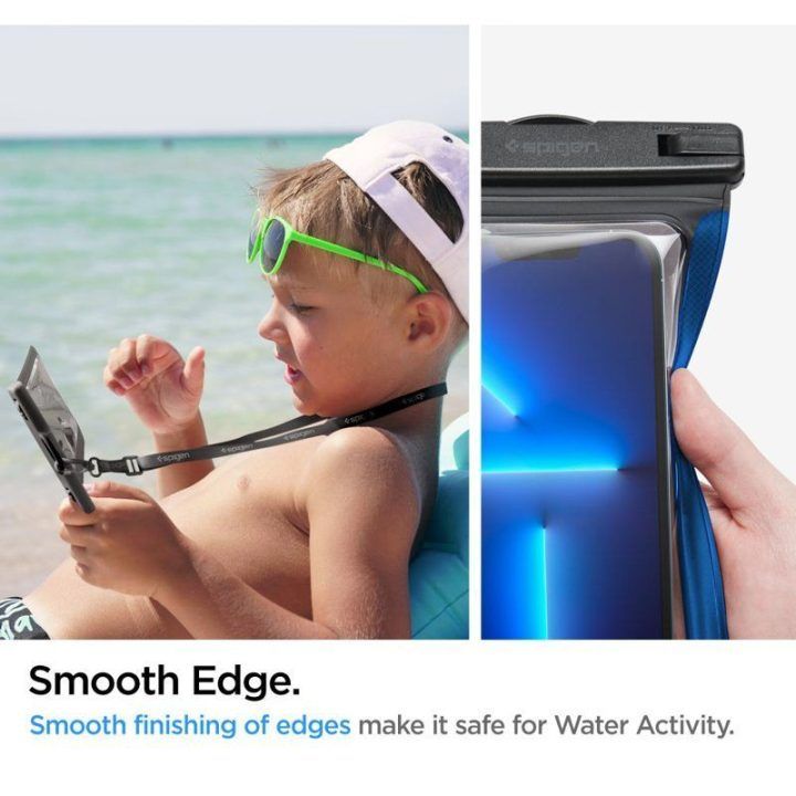 Spigen A601 vandeniui atsparus dėklas telefonams iki 6,9", juodas