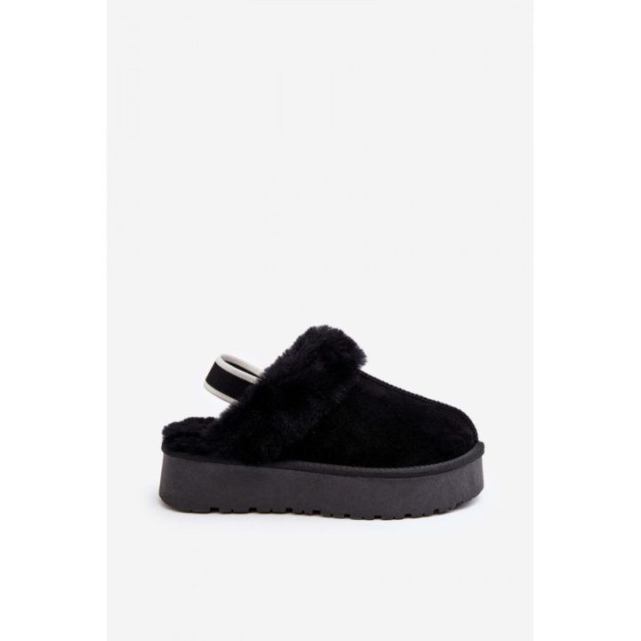 Juodos moteriškos šlepetės su pašiltinimu Step in style