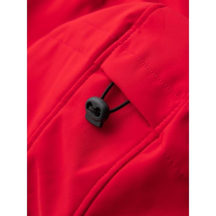 Vyriška raudona softshell striukė su gobtuvu ir fleece pamušalu