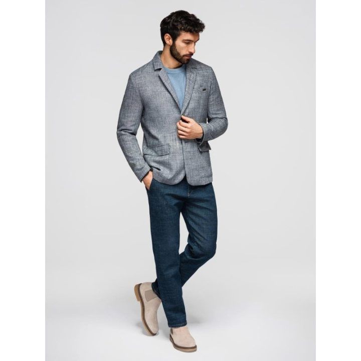 Vyriškas pilkas lininis švarkas regular fit