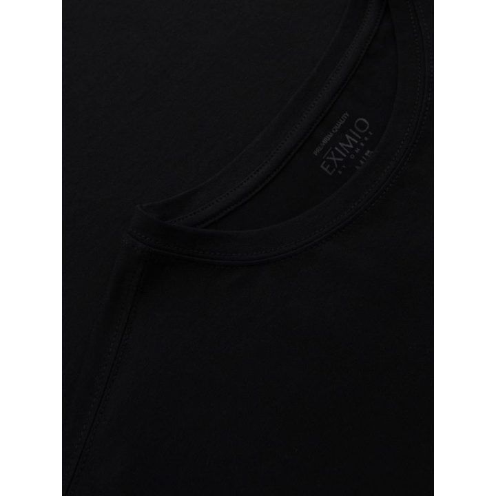 Vyriškas juodas slim fit ilgarankovis marškinėlis su elastanu ir spauda