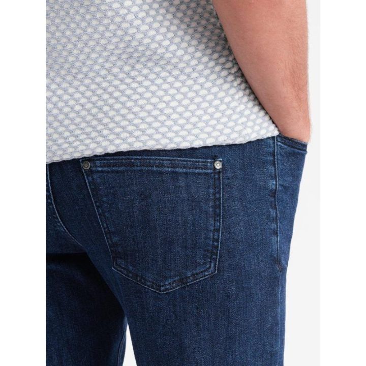 Vyriški tamsiai mėlyni slim fit džinsai su elastanu