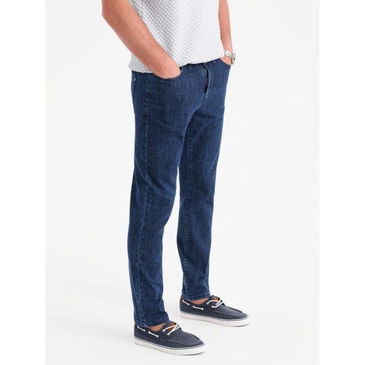 Vyriški tamsiai mėlyni slim fit džinsai su elastanu