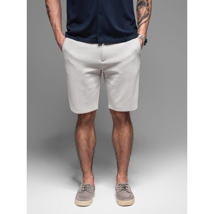Vyriški šviesiai pilki slim fit šortai iki kelių