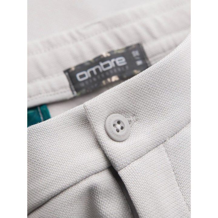 Vyriški šviesiai pilki slim fit šortai iki kelių