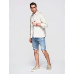 Vyriški kreminiai medvilniniai overshirt tipo marškiniai