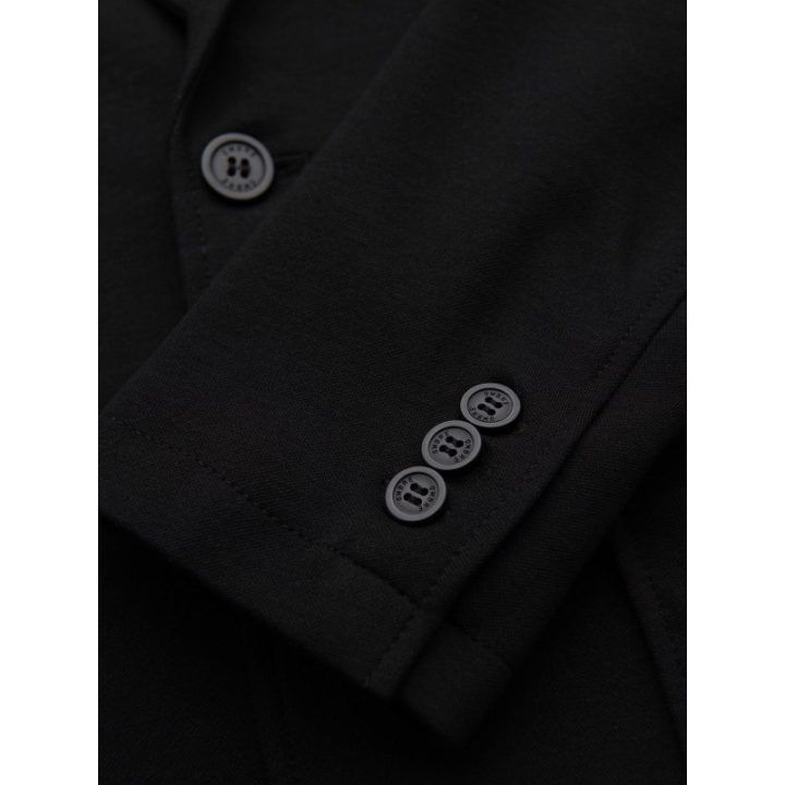 Vyriškas juodas slim fit švarkas su tekstūriniu trikotažu