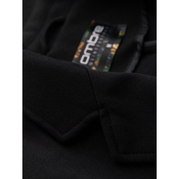 Vyriškas juodas slim fit švarkas su tekstūriniu trikotažu