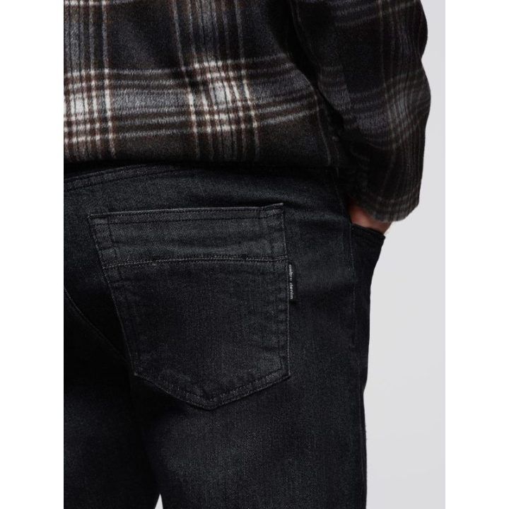 Vyriškos juodos regular fit džinsinės kelnės