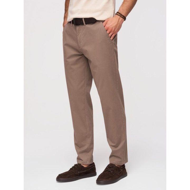 Vyriškos rudos chino kelnės regular fit
