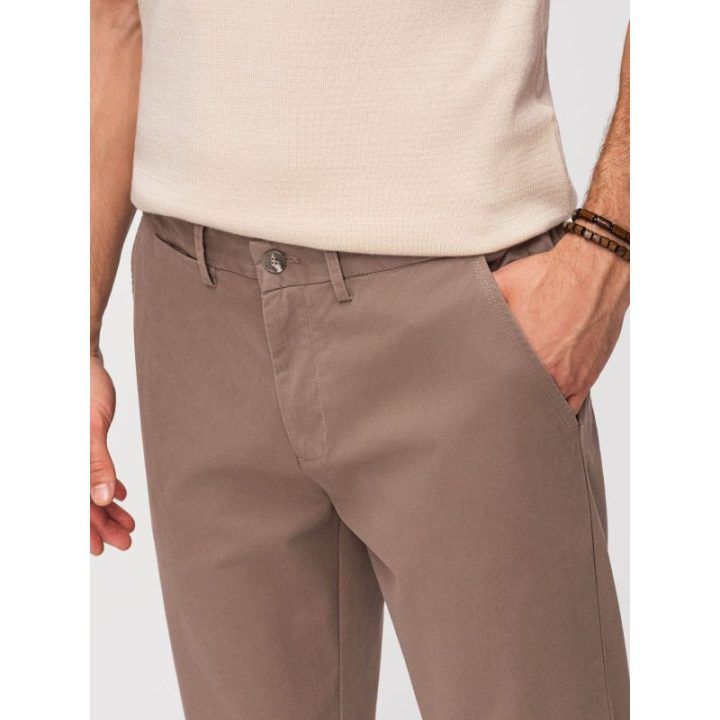 Vyriškos rudos chino kelnės regular fit