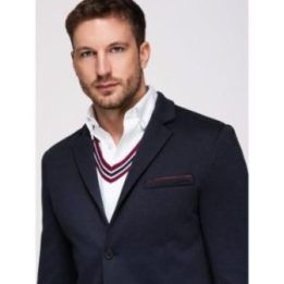 Vyriškas tamsiai mėlynas slim fit švarkas
