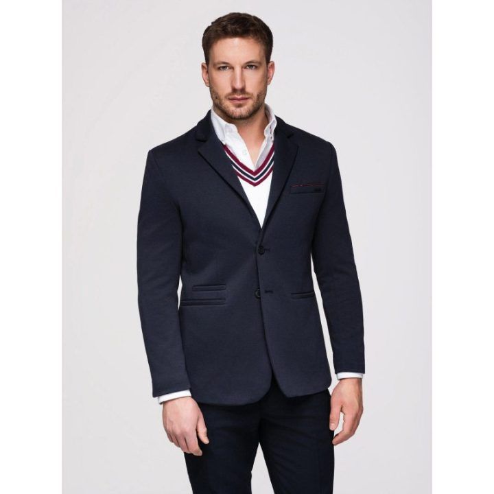 Vyriškas tamsiai mėlynas slim fit švarkas