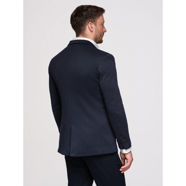Vyriškas tamsiai mėlynas slim fit švarkas