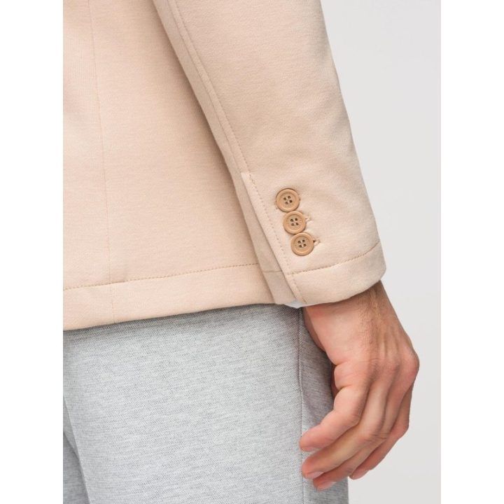 Vyriškas smėlio spalvos faktūrinis švarkas slim fit