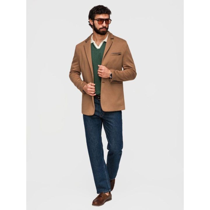 Vyriškas šviesiai rudas slim fit švarkas