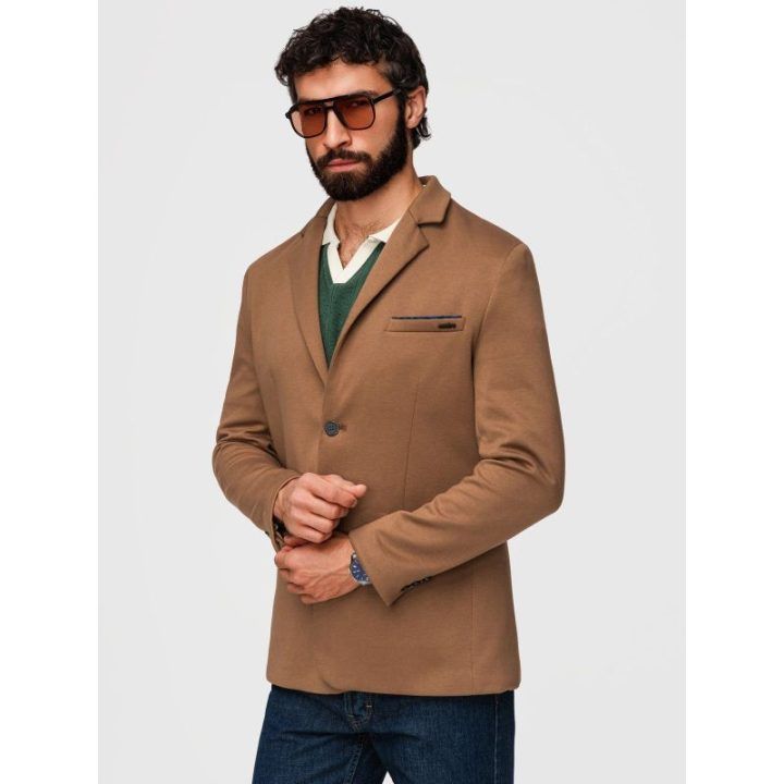 Vyriškas šviesiai rudas slim fit švarkas