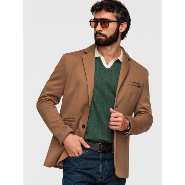 Vyriškas šviesiai rudas slim fit švarkas