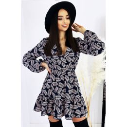 Rachell Leaf Print mini suknelė