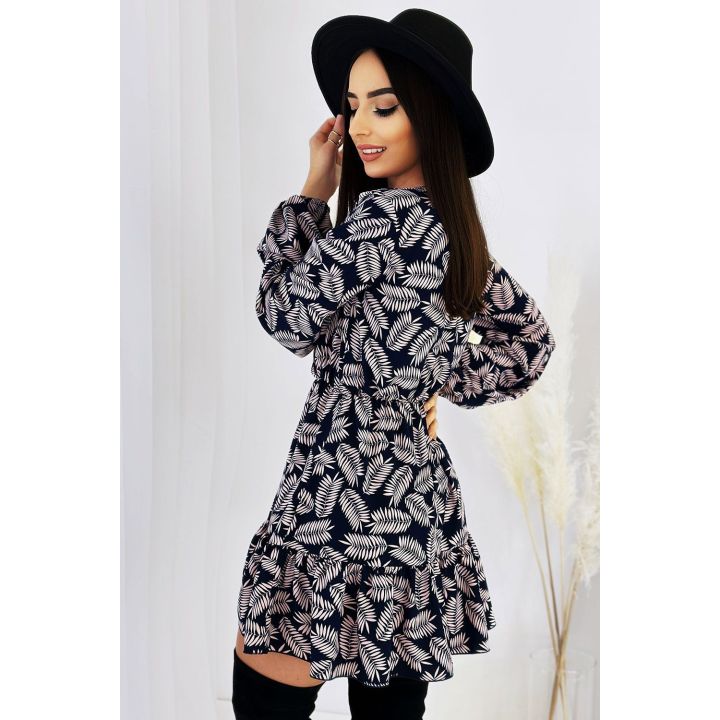 Rachell Leaf Print mini suknelė
