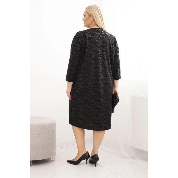 Moteriška Plus Size suknelė su V iškirpte, juodos spalvos