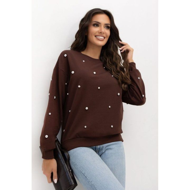 Ruda moteriška palaidinė su dekoratyviniais rivetais Italy Moda