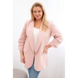 Moteriškas Plus Size švarkas, pudrinės rožinės spalvos