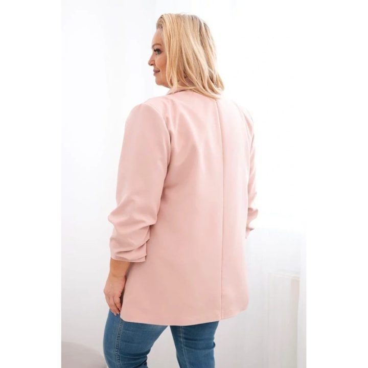 Moteriškas Plus Size švarkas, pudrinės rožinės spalvos