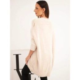 Moteriškas Plus Size megztinis su V formos iškirpte, smėlio spalvos