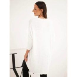 Moteriškas Plus Size megztinis su V formos iškirpte, ekru spalvos